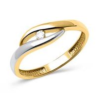 anillo de oro amarillo-blanco 8 quilates con circonitas
