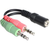 cable de audio delock 65459 35mm macho a 2x 35mm hembra 12 cm negro