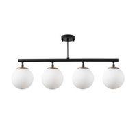 lampara de techo fazli-10426 crema oro negro metal vidrio 70x15x35 cm