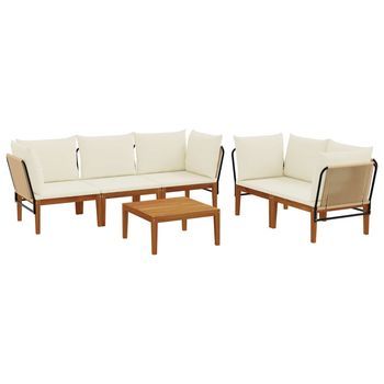 6 Uds. Madera De Acacia Sólida Y Cuerda Natural Vidaxl