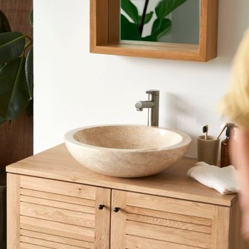 Lavabo redondo de mármol color crema    43cm