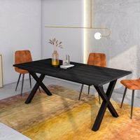 mesa comedor efecto madera negro 194x90x74cm