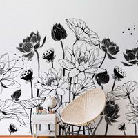 papel pintado panoramico nympheas blanco y negro 340 x 250c