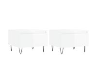 2 uds mesas de centro - mesas bajas madera ingenieria blanco brillo 50x46x35 cm
