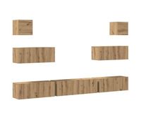 mueble tv - mesa de tv de pared madera contrachapada artesanal 7 piezas