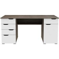 kentucky desk - white  dark oak white