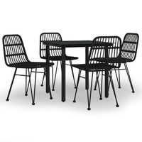 juego de comedor de jardin 5 uds  conjunto mueble jardin mesa y sillas ratan sintetico negro
