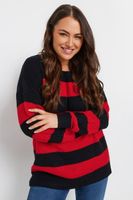 yours jersey de punto de rayas negras y rojas mujer curvy y tallas grandes yours
