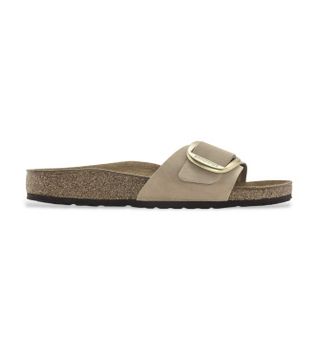 Birkenstock para mujer. 1024009 Sandalias de Piel Madrid Big Buckle nubuc (Ajuste Estrecho) marrón (41), Plano, Ninguno, Casual