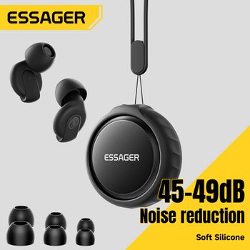 Essager Tapones para los oídos con cancelación de ruido, 45-49dB, protección auditiva antiruido, tapones para los oídos de silicona suave para dormir, trabajar, estudiar, viajar