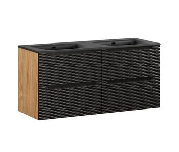 Mueble doble lavabo encastrado 120cm 4 cajones elora negro y madera