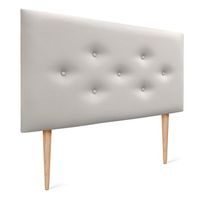 dhome cabecero de polipiel con 3 hileras intercaladas de botones y patas cabezal tapizado cama lujo blanco hueso 110cm