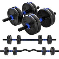 sportnow kit de pesas musculacion pesas ajustables 15 kg 3 en 1 set de peso ajustable con barra de extension negro