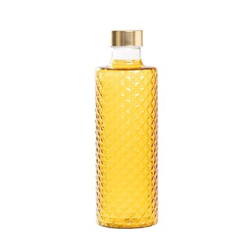 Botella de vidrio borosilicato zafferano oro amarillo y tapones satin