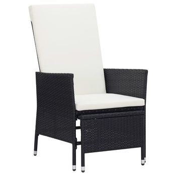 Conjunto De Muebles De Jardín Y Cojines 3 Uds | Mesa Y Sillas Ratán Sintético Negro