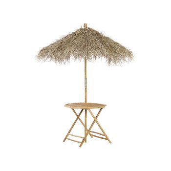 Mesa De Jardín De Madera De Bambú Marrón Claro Natural 85 Cm Sombrilla Plegable Molise