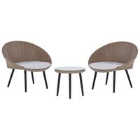 conjunto de jardin beige ratan sintetico mesa de centro 2 sillas cojines moderno exterior ortigia