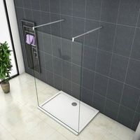 aica walkin mampara panel de ducha 1 hoja vidrio antical 8mm 117x200cm con dos barras ajustables 70-120cm