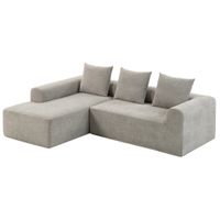 homcom sofa esquinero 3 plazas sin estructura en chenilla con asiento amplio gris claro   aosom espana