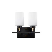 lampara de pared yensuk-13122 oro negro blanco metal vidrio 31x15x28 cm