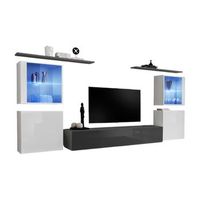 conjunto de muebles para salon mural switch xiv de diseno en colores gris y blanco brillante
