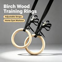 anillas de gimnasia de madera de abedul con correas ajustables con hebilla de arnes equipo para gimnasio en casa equipo para entrenamiento de fuerza