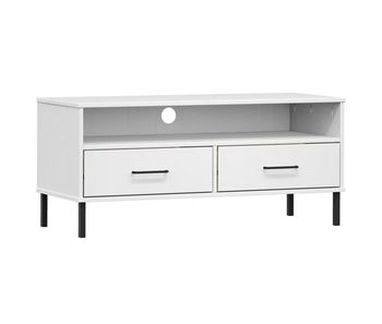 Mueble tv - mesa de tv con patas de metal oslo madera maciza pino blanco
