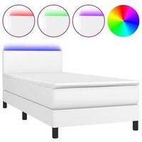 cama box spring y colchon led cuero sintetico blanco 80x200 cm vidaxl