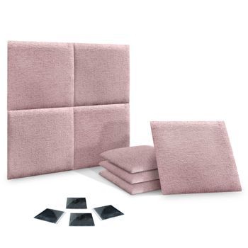Dhome Juego De 8 Paneles Tapizados De Lana Ecológica Pack Autoadhesivos Para Pared Acústicos Absorbentes Protección (salmón, 50x50cm, X8)