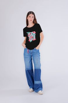 camiseta con estampado de cerezas black m