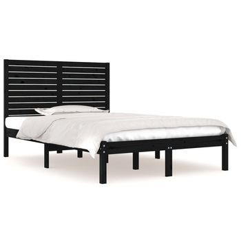 Estructura De Cama Doble Madera Maciza Negra 135x190 Cm Vidaxl