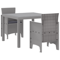 conjunto de comedor de jardin de 3 uds con cojines gris claro de polirratan cfw917797