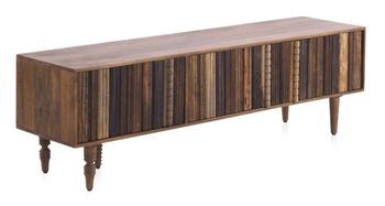Mueble tv 3 puertas multicolor de madera maciza de acacia