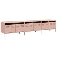 mueble para tv  mueble de salon  mesa de tv acero laminado en frio rosa 202x39x435 cm