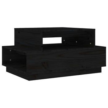 Mesa De Café - Mesa De Centro Madera Maciza De Pino Negro 80x55x40,5 Cm