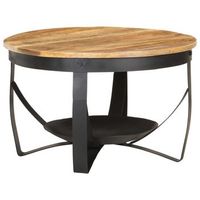 mesa de centro estilo rustico industrial o68 x 43 cm madera de mango crudo y hierro dec040234