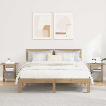 Mesita De Noche - Mueble Para Dormitorio - Madera De Ingeniería - Roble Artesanal (41x40x45cm)
