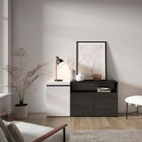 aparador efecto madera blanco y negro 150x35x75cm