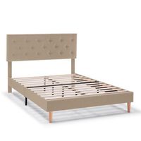 estructura de cama tapizada rosi de 30 cm 90x190 cm beige