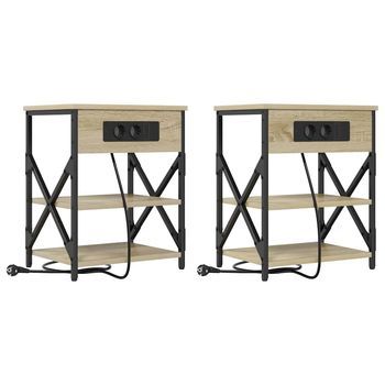 Pack 2 Uds Mesita De Noche | Armario De Noche | Mesa De Noche Con Estante Roble Sonoma 41 X 31 X 51 Cm