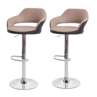 juego de 2 taburetes de bar con sillas de mostrador en sintetico color topo y negro 040000141