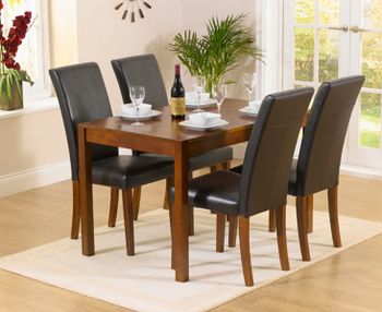 Oxford 120cm Dark Solid Oak Dining Table with Albany Chairs - Brown, 4 Chairs