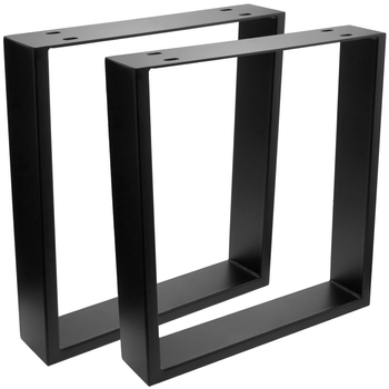 Primematik - Pies Rectangulares Para Mesita Y Banqueta. Patas En Acero Negro 400 X 80 X 430 Mm 2-pack, Tubos 80 X 20 Mm Ip02500