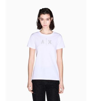 A|X Armani Exchange para mujer. XW002348AF10356U0002 Camiseta Regular jersey blanco (L), Casual, Algodón, Manga corta