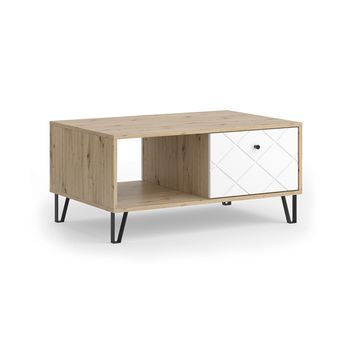 Mesa De Centro Nizza 90.2 X 59.4 Cm Con Compartimento Abierto Y Cajón Vicco