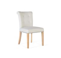 set de 2 sillas de tela y madera beige