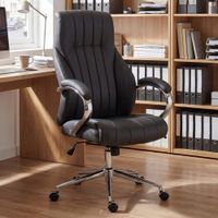 silla de oficina giratoria regulable en cuero autentico negro
