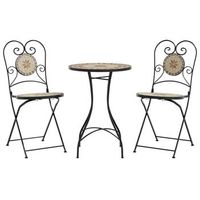 juego de bistro de mosaico de hierro ceramica terracota blanco