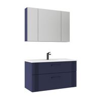 conjunto de mueble con lavabo y espejo 2 piezas  - 100 x 45 x 55 cm - azul marino mate
