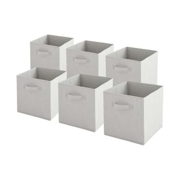 Juego de 6 cestas plegables de tela gris claro, 27 x 27 x 27 cm